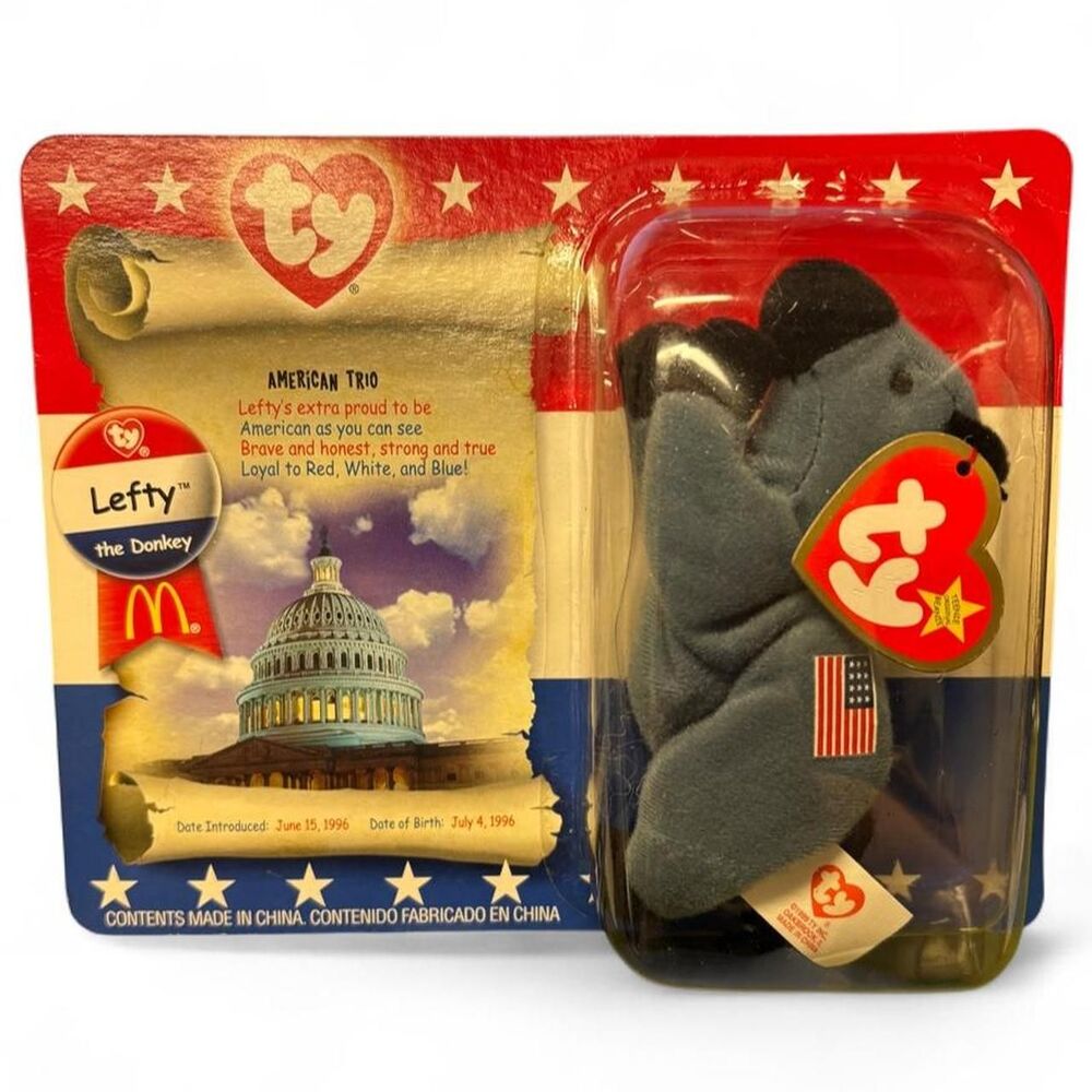 TY Beanie Baby Lefty the Donkey – American Trio McDonald’s 1996 – Sealed